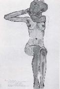 Egon Schiele Seated female nude with her right arm bent at the elbow oil painting